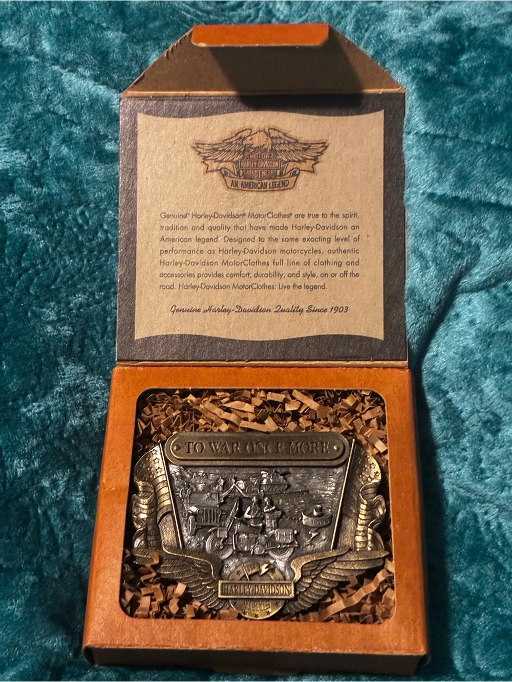 Harley-Davidson Antique Brass Tone Collector Buckle with Emblem